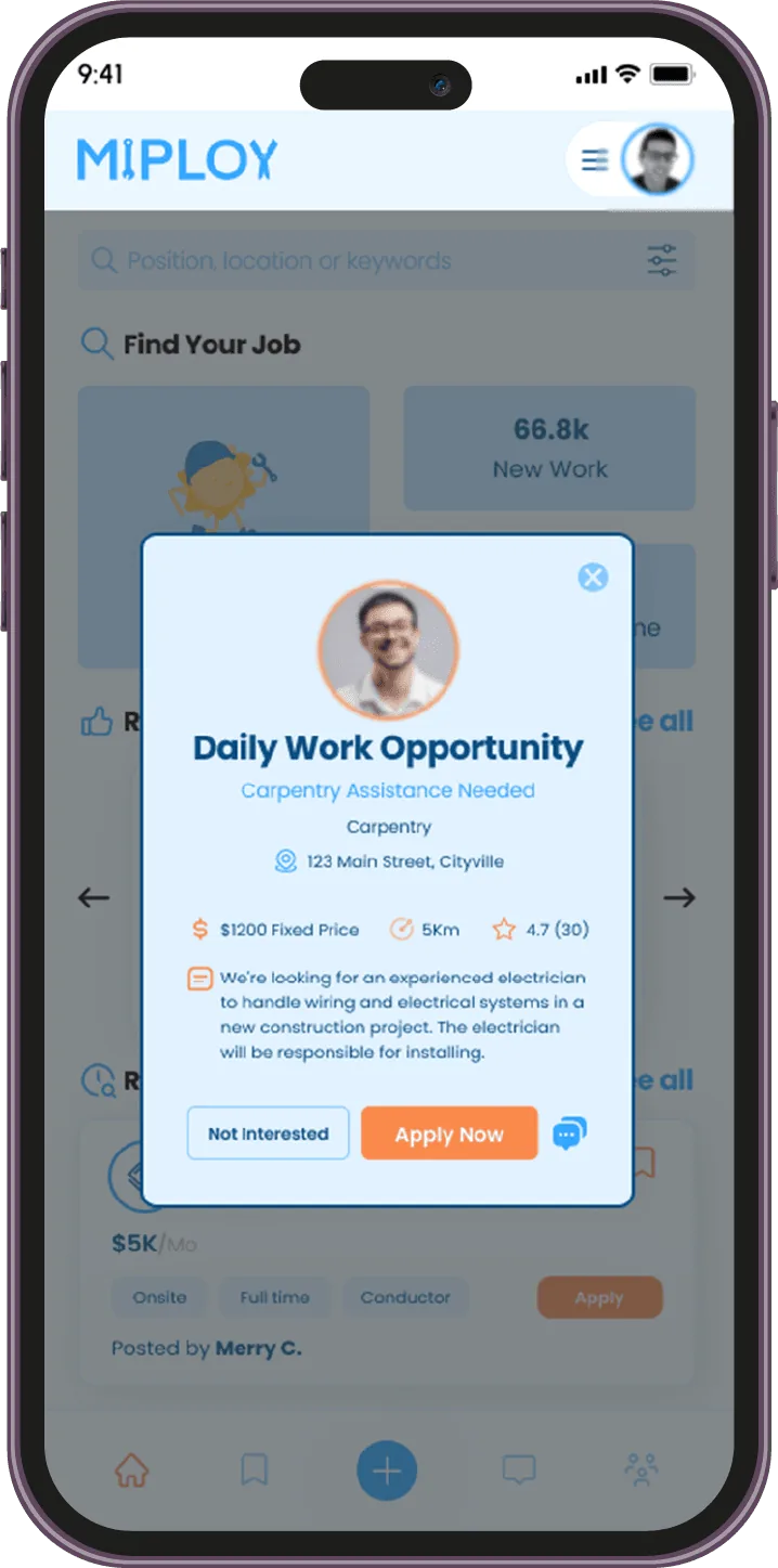 Worker Home Screen